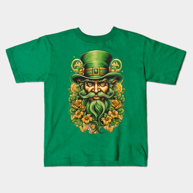 Floral Leprechaun Kids T-Shirt by JunkyDotCom